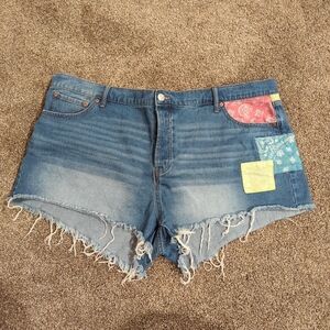 Jessica Simpson Blue Jean Shorts with Colorful Patches